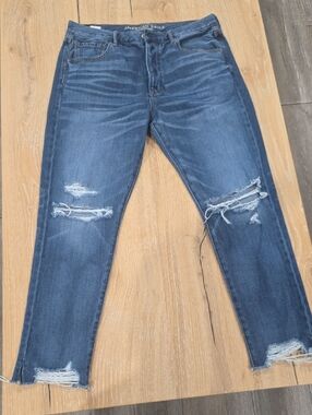 American Eagle Outfitters Distressed Skinny Jeans in Dark Blue